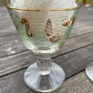 Mid century (1950’s) Atomic Libbey Marine Life Fish cocktail glasses - p…